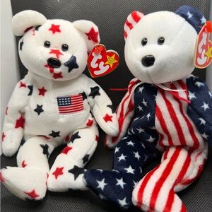 Ty Beanie Babies Glory & Spangle Bear 1999